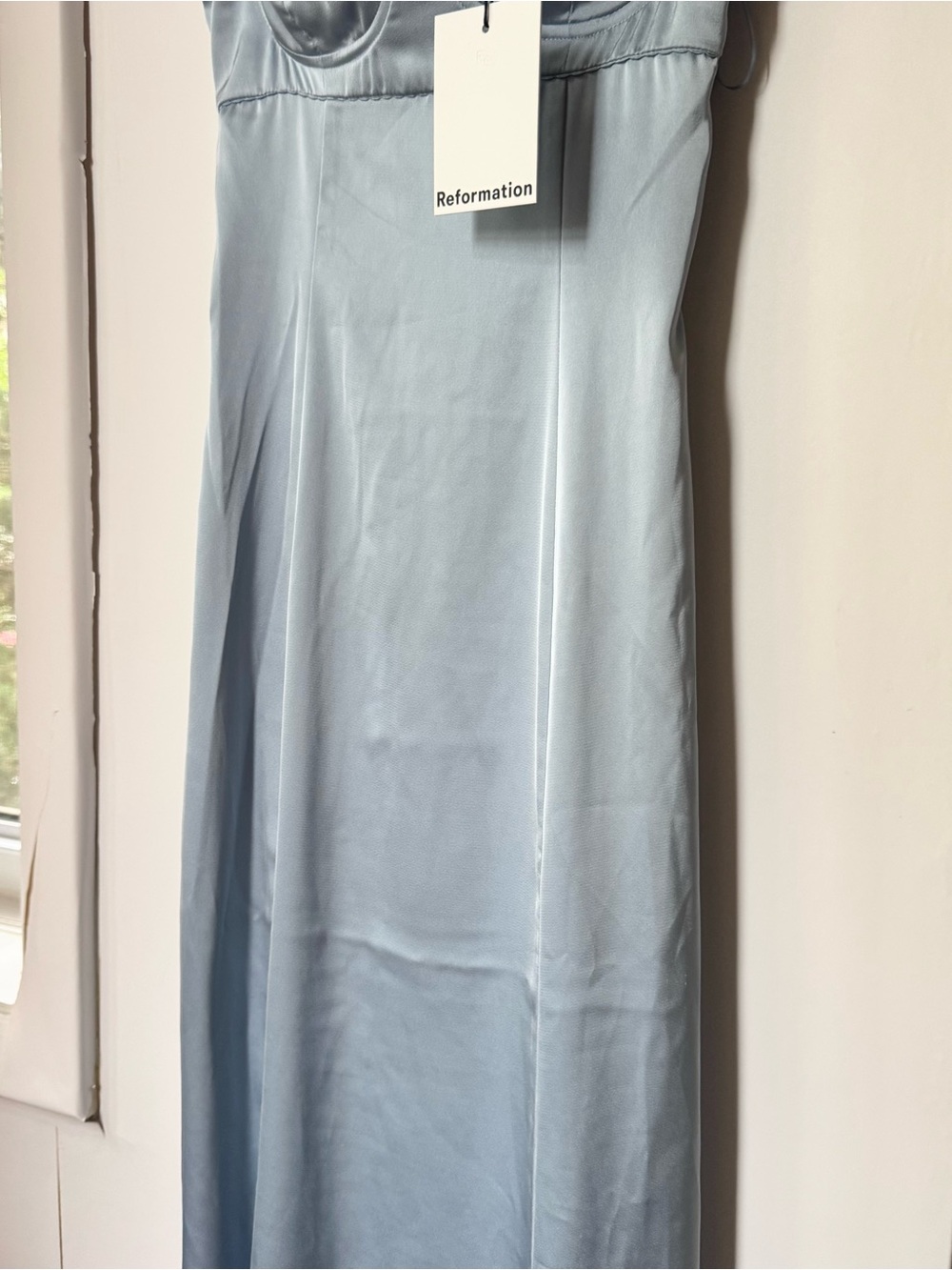 NWT Reformation Britney Satin Maxi Dress Blue 0 - Picture 15 of 15